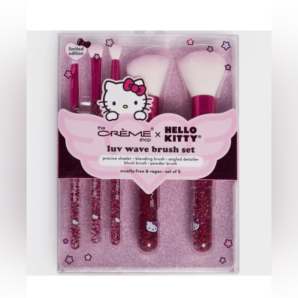 NWT ⚜️🩷⚜️ The Crème Shop Hello Kitty Y2K Luv Wave Brush Collection Set of 5 Pcs - Picture 2 of 7